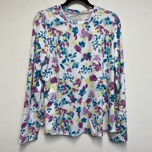 Coolibar Womens XL Floral Match Point Long Sleeve Tee Top UPF 50+ #10205